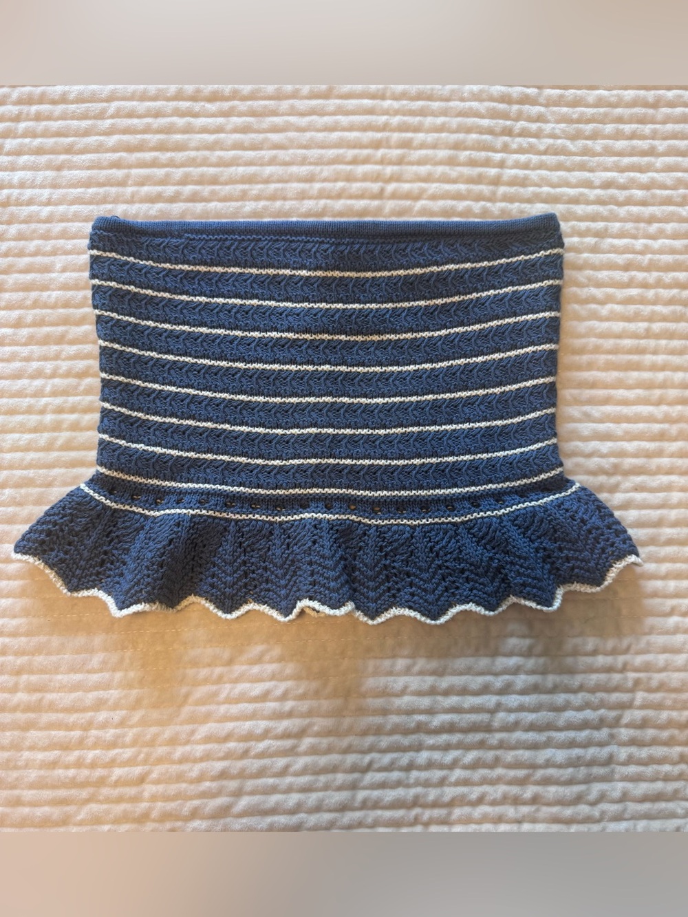 American Eagle Outfitters Crochet Knit Too Blue White Stripe